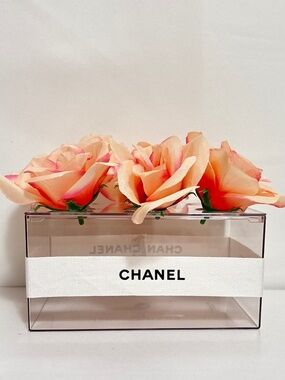Plastic Flower Holder with Chanel ribbon